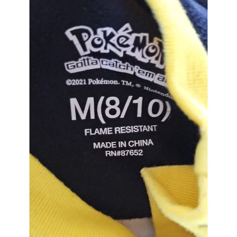 Pokemon Pikachu Pajama Set Long Sleeve Fleece Sleepwear Kids Size M 8/10 Yellow